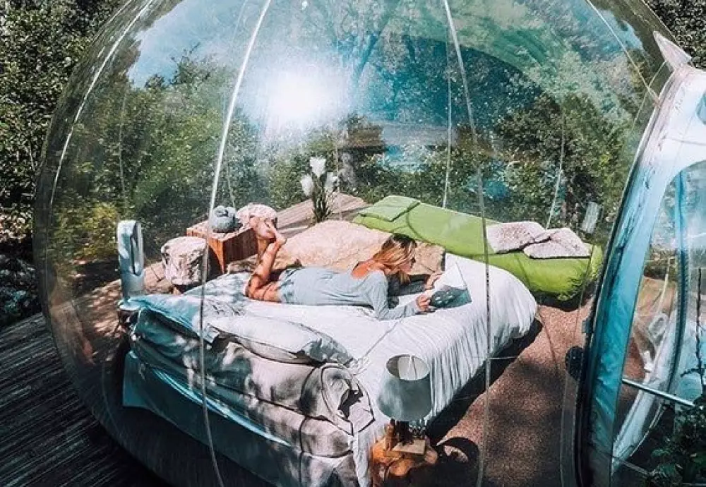 camping in bubble tent